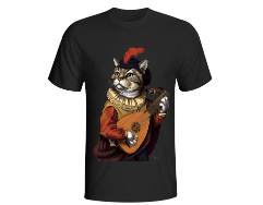 Cat playing renaissance lute