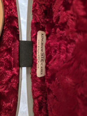 Red plush-lined Kingham MTM hard case included with the Robert Hadaway bandora