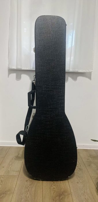 The closed RCH hard case for the György Lőrinczi archlute with its shoulder strap